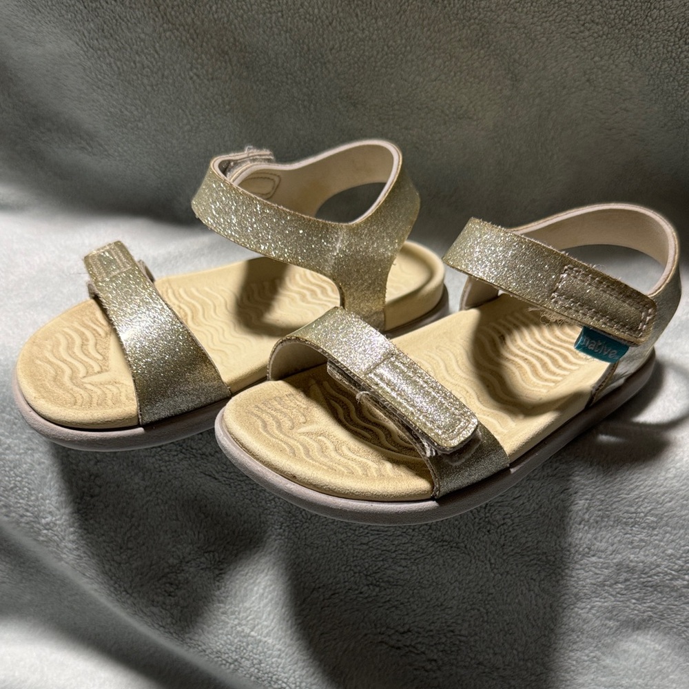 Native Shoes Glittery Gold Kids Sandals